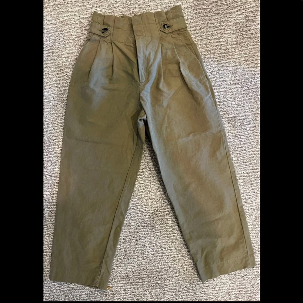 ZARA Green Paper Bag Pants Sz XS - Picture 2 of 5